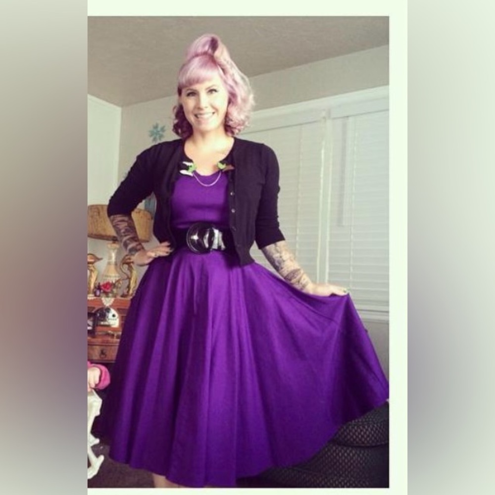 Pinup couture purple swing dress